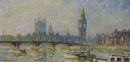 3 Thomas M Ash watercolours, 2 overpainted prints , oil of Big Ben & 2 prints